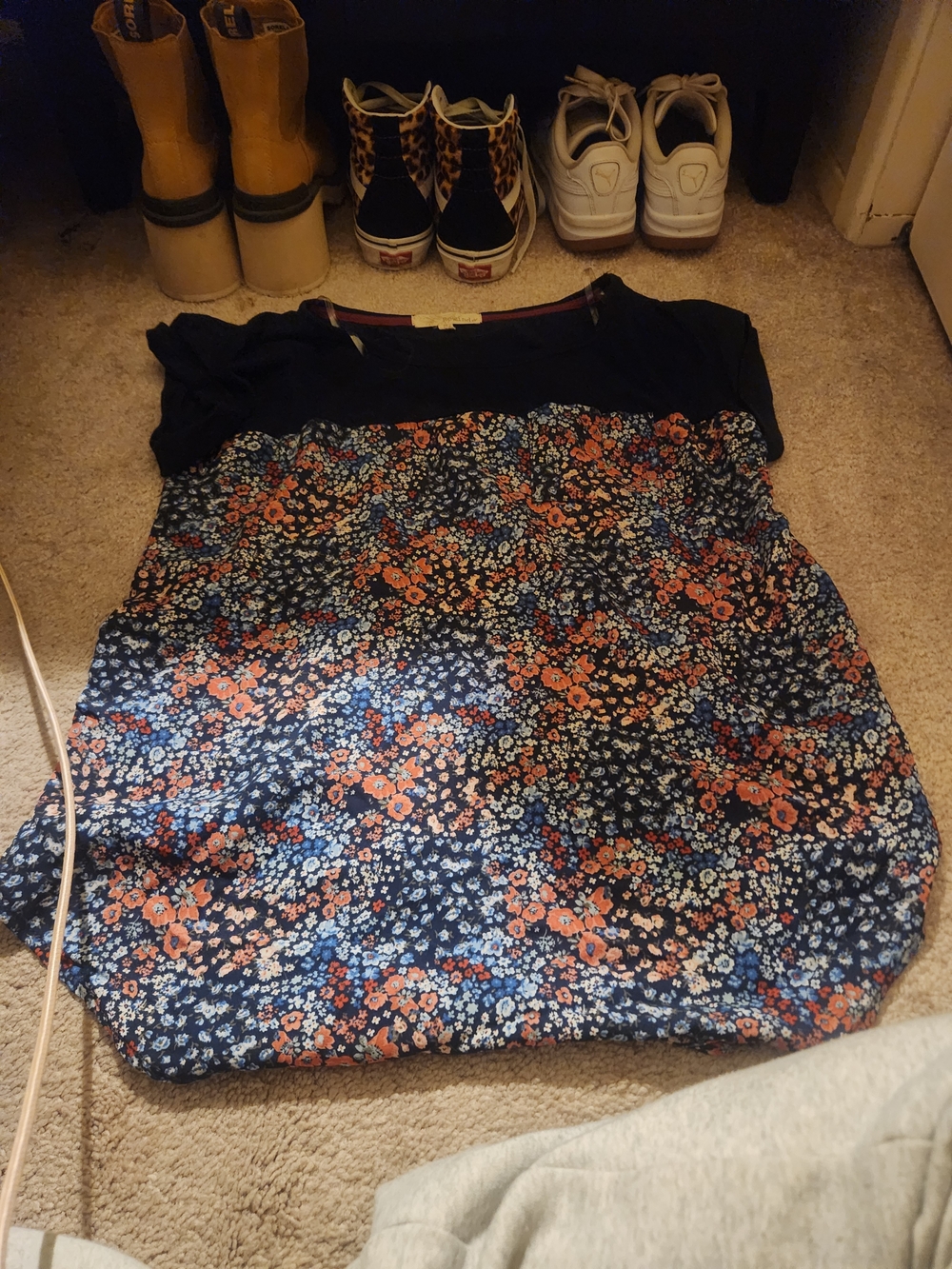 Rewind Navy Floral Short Sleeve Blouse